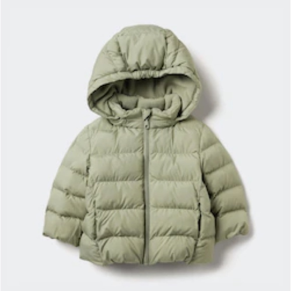 UNIQLO PUFFTECH Washable Parka Kids Sage Green Puffer Jacket 5/6 coat
